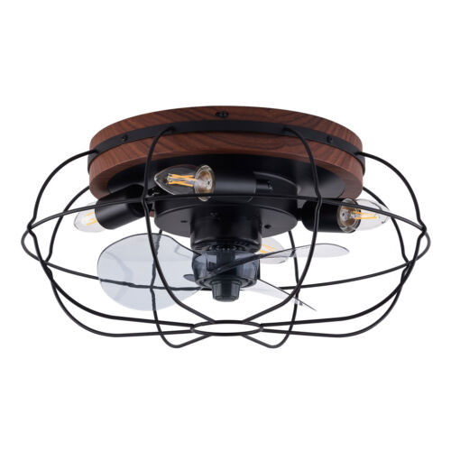 Low Profile Caged Ceiling Fans with Lights and Remote, Flush Mount Ceiling Fan w - Picture 11 of 15