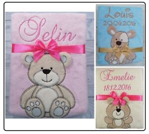 Babydecke mit Namen und Datum bestickt,Geburt,Taufe,Geschenk