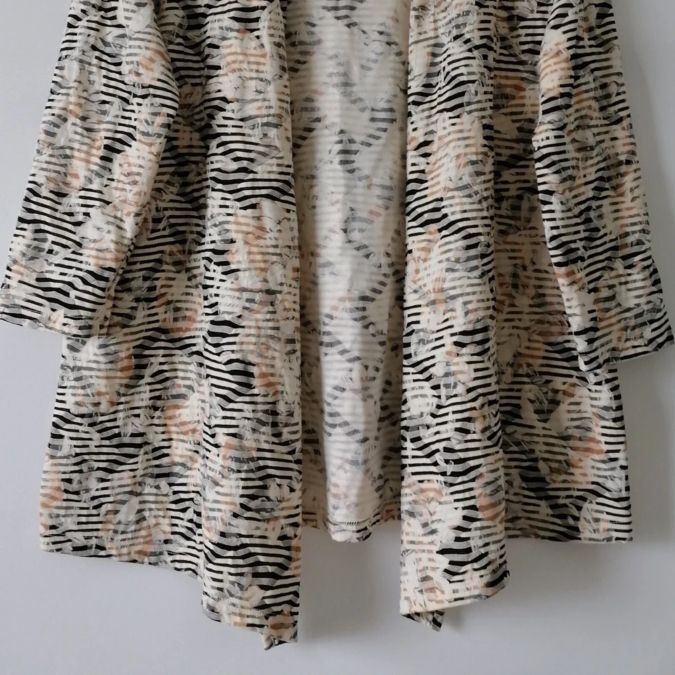 Cárdigan Kasper Mujer Multicolor Frente Abierto Manga 3/4 Rayas Talla Grande Foto 3 de 4