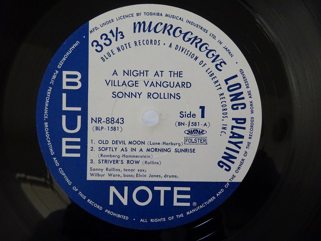 LP Sonny Rollins A Night At The ”village Vanguard BLP1581 BLUE NOTE Japan Vinyl /00260 SPECIAL TONE POET VINYL EDITION OF SONNY ROLLINS 
