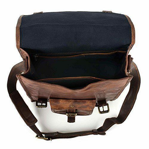 New Bag Leather Vintage Messenger Shoulder Men Satchel Laptop School $ Briefcase - Picture 2 of 4