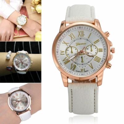 Damen Mädchenuhr Genf Smart Leder Mode Armbanduhr Analog Quarz Geschenk