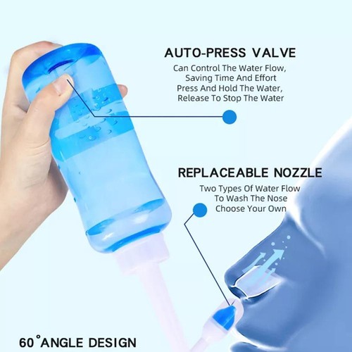 Erwachsene Nasendusche Neti Pot Spülen Reinigen Sinus Allergien 2DP5 Nase W2