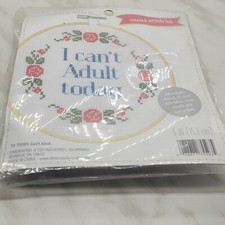 Dimensions 6" Cross Stitch Kit " I Can't Adult Today" W/ 14 Count Aida Fabric