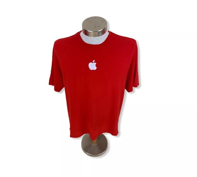 Apple Employee Store Uniform Costume Red TEE T SHIRT Size Large Short Sleeve | eBay