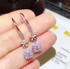 925 Sterling Silver Simulated Diamond Drop Hook Earring In 14K White Gold Plated