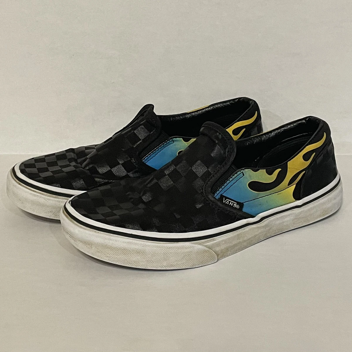 Blue flame shop slip on vans