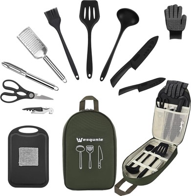 Camping Essentials Cooking-Grilling 12PC Utensils Set With Storage Case