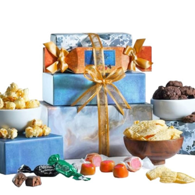Christmas Chocolate Food Gift Basket Tower Snack Gifts for Women, Men, Families,
