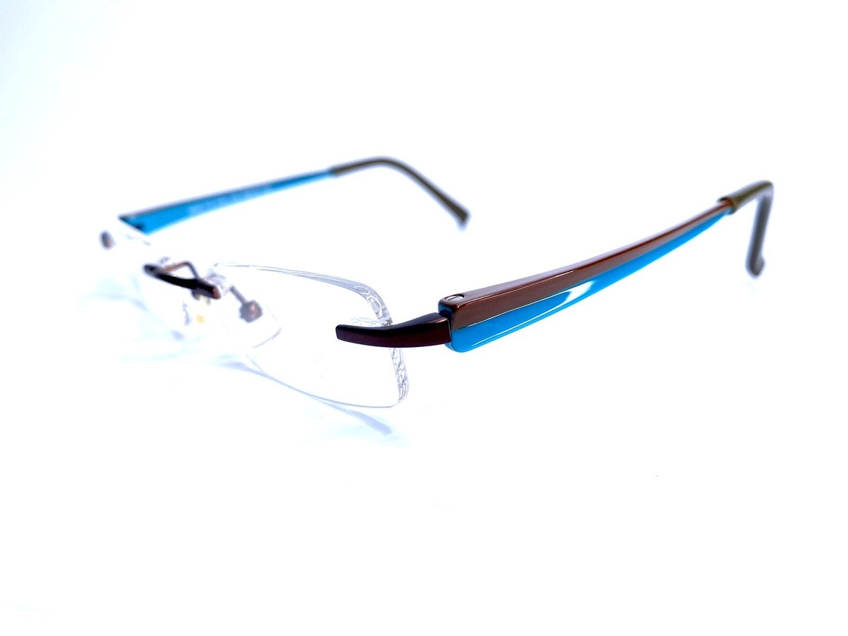 New OGI Rectangular Oval Rimless Frame Eyeglasses Brown Blue  display picture 2