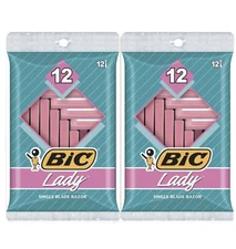 BIC Lady Shaver Women's Disposable Razor, 2 PACKS, 24 Count