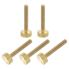 5Pcs Brass Knurled Thumb Screws, M3x20mm Flat Grip Bolt Knobs Fasteners