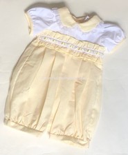 Baby Girls Romper Lemon/White Lace & Ribbon Spanish Style Outfit NB & 3-6M