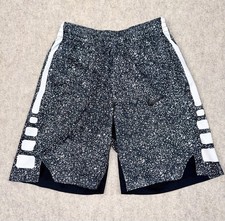 Nike Boys Size LG Black White Speck Gym Shorts Dri-Fit Pockets
