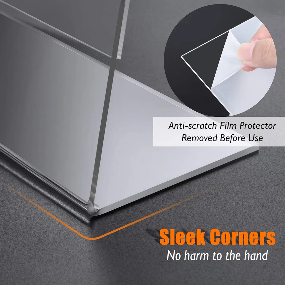 Soporte para letreros de acrílico de 8,5 x 11 pulgadas inclinado hacia atrás transparente sobremesa exhibición plástico Foto 4 de 4