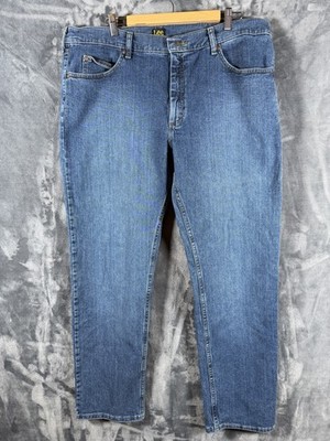 Lee Regular Fit Straight Leg Men Blue Denim Jeans Size 40x32 RN 130273 Stretch