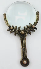 Antique Ornate Art Nouveau or Victorian Style Magnifying Glass Loupe 3.75 in