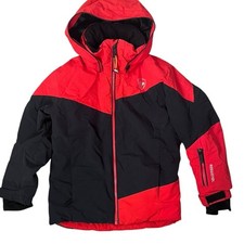 Rossignol Piste Youth Ski Jacket Boys 8 Red Black Hooded Insulated Winter Snow