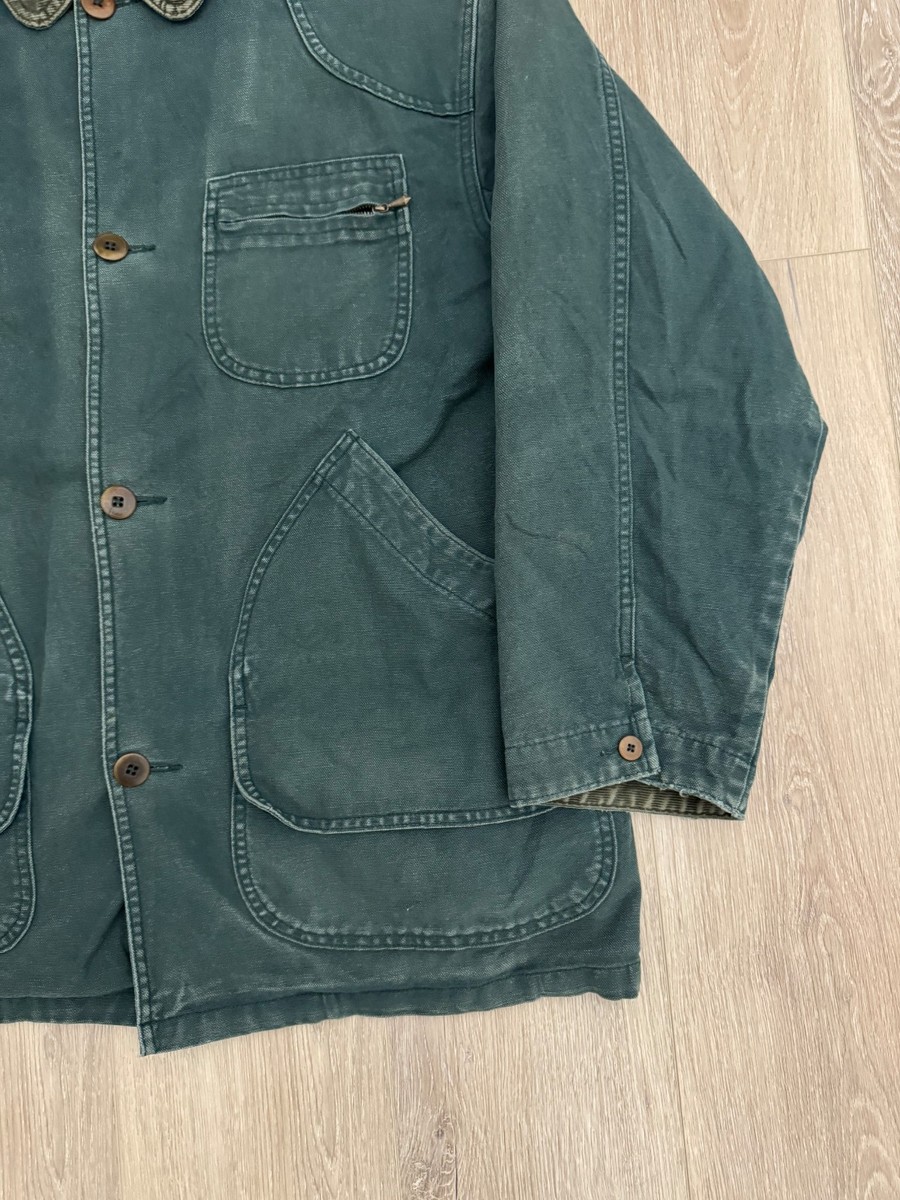 vintage LL Bean Field Coat Size L Barn Chore Jacket Green Wool