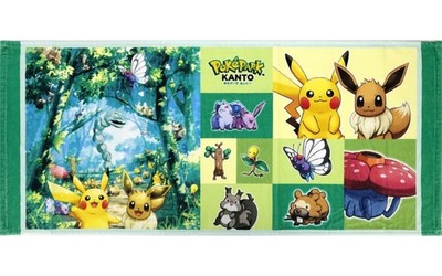 Pokemon Poképark Kanto Forest Face Towel Pocket Monster Tenugui Soft Cotton