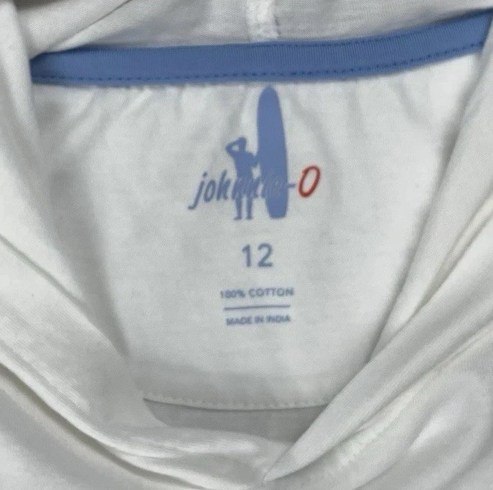 Johnnie O Boys Eller Long Sleeve Hoodie T Shirt Sz 12 White Logo Beach Surf EUC - Image 2 of 4