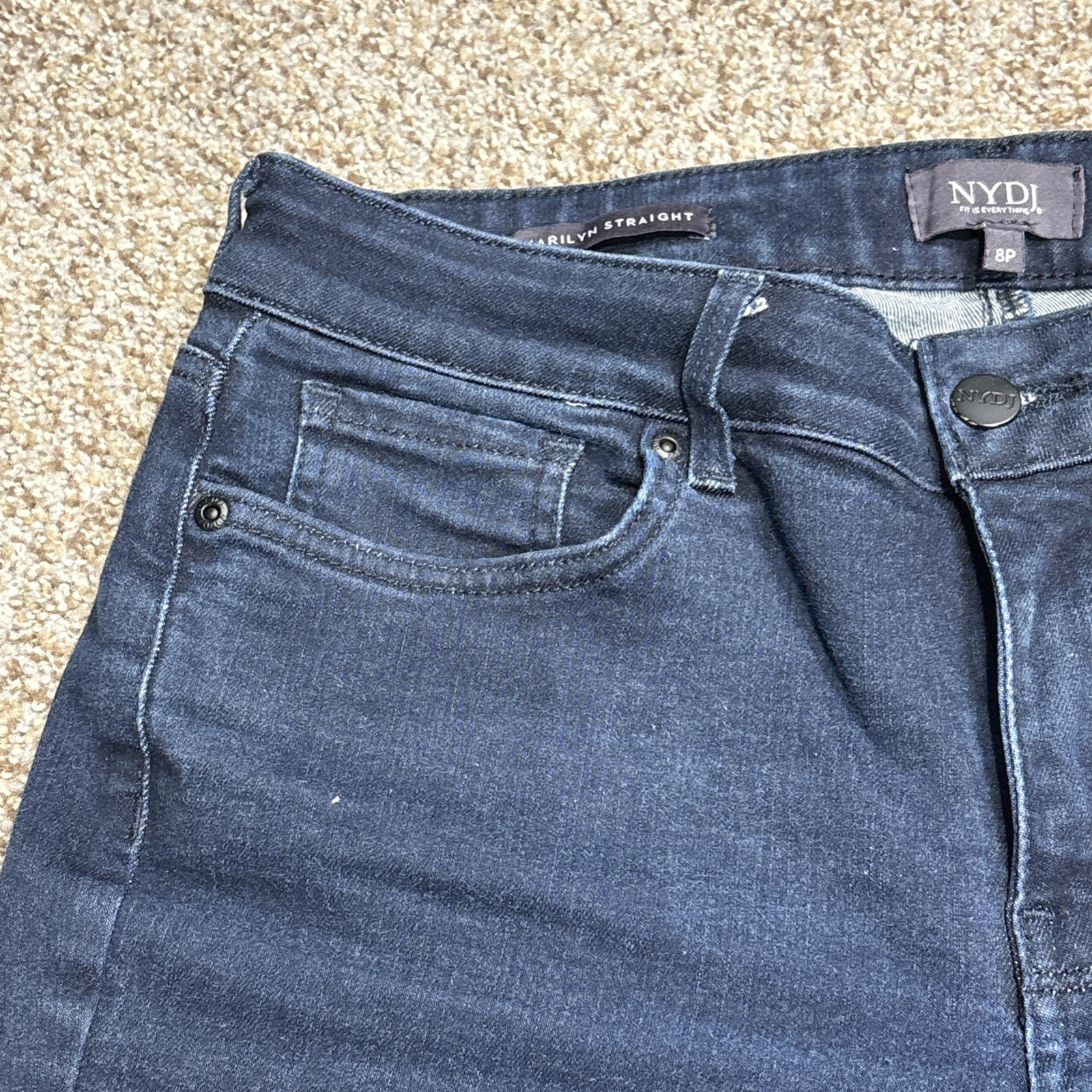 NYDJ Marilyn Straight Dark Wash Jeans Size 8 P Fits 31 X 29 Lift Tuck - View 3