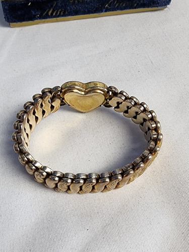 Pulsera Corazón Elástico Lleno de Oro Vintage Sweetheart con Caja Original - Imagen 7 de 11