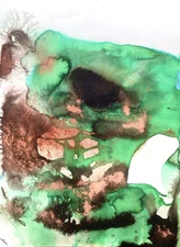 Abstract Mixed Media Ink Watercolor Painting on 11 X 15” Paper Contemporary