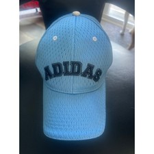Adidas Athletics Light Blue Mesh Baseball Cap Hat Adjustable Navy Logo- clean 