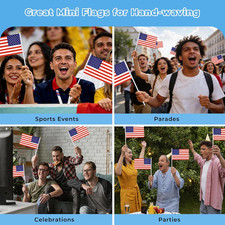 12 Pack American Flags on Stick, 5.5 X 8.2 Inch Small USA Handheld Flags for ...