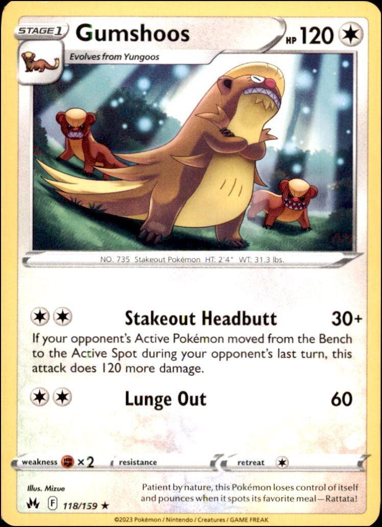 Pokemon - Gumshoos #118/159 - Crown Zenith Rare