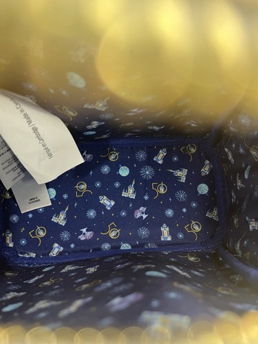 Loungefly Disney Parks 50th Anniversary Blue Golden Mini Zipper Backpack Bag - 第 9/11 張圖片