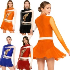 Womens Leotard Ballerina Dress Figure Skating Dancewear Ballroom Costume Tango