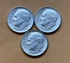 Lot of (3) Three Roosevelt Dimes - 90% Silver - All 3 are 1961 P - Very Nice
