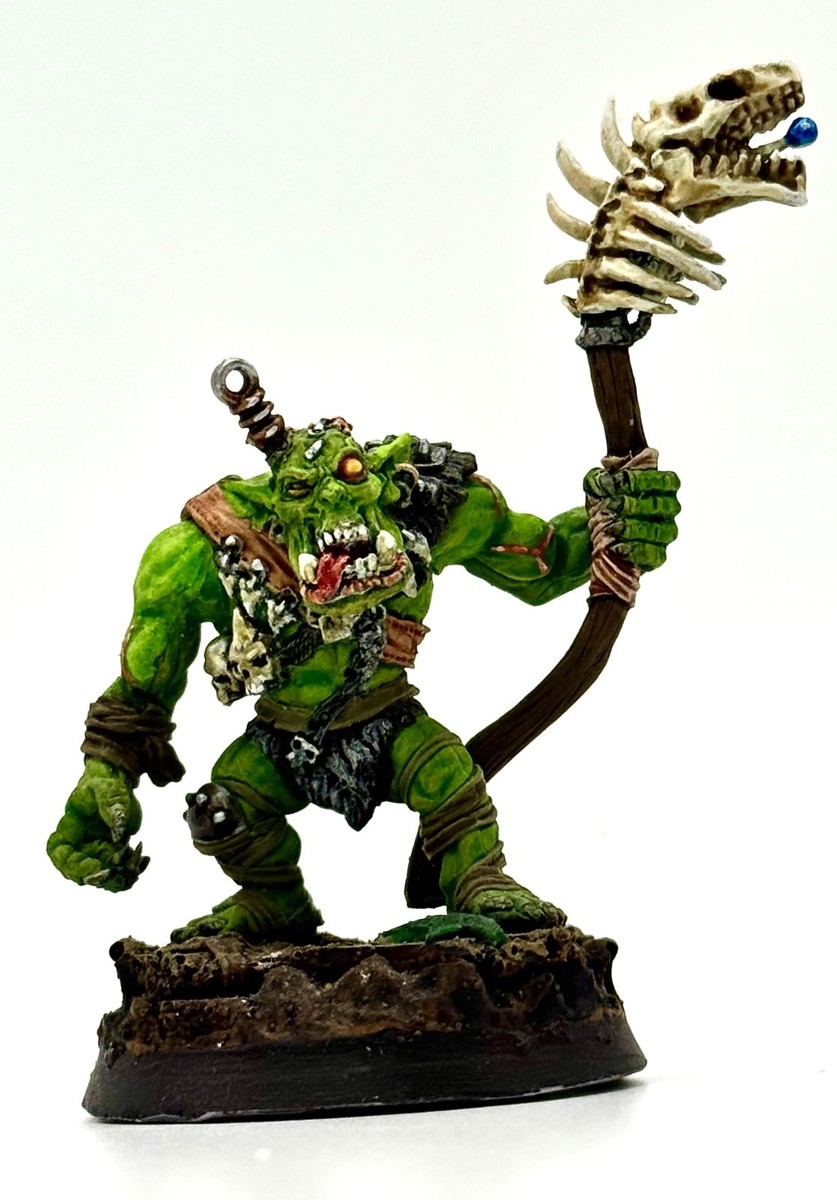 Painted Ork Weirdboy Shaman WH40K Collectible Figure for Wargames