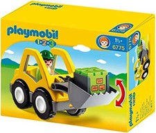 PLAYMOBIL 1 2 3 6775 Radlader, Schaufel heb- und senkbar, mit Anhängerkupplung