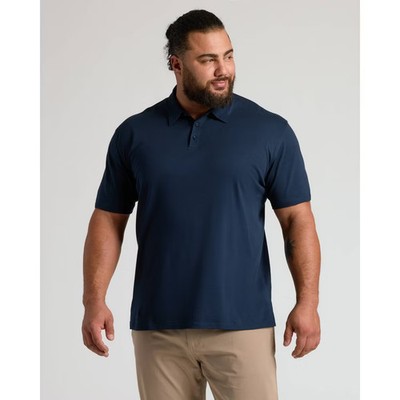 True Classic Men's Short Sleeve Collar Neck Pima Polo Shirt - Navy