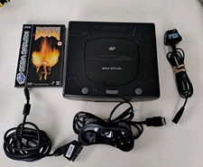 Sega Saturn Mk2 Console Controller Leads And Doom Game