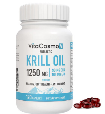 Antarctic Krill Oil 1250 mg with Omega-3s EPA, 120 Count (Pack of 1)
