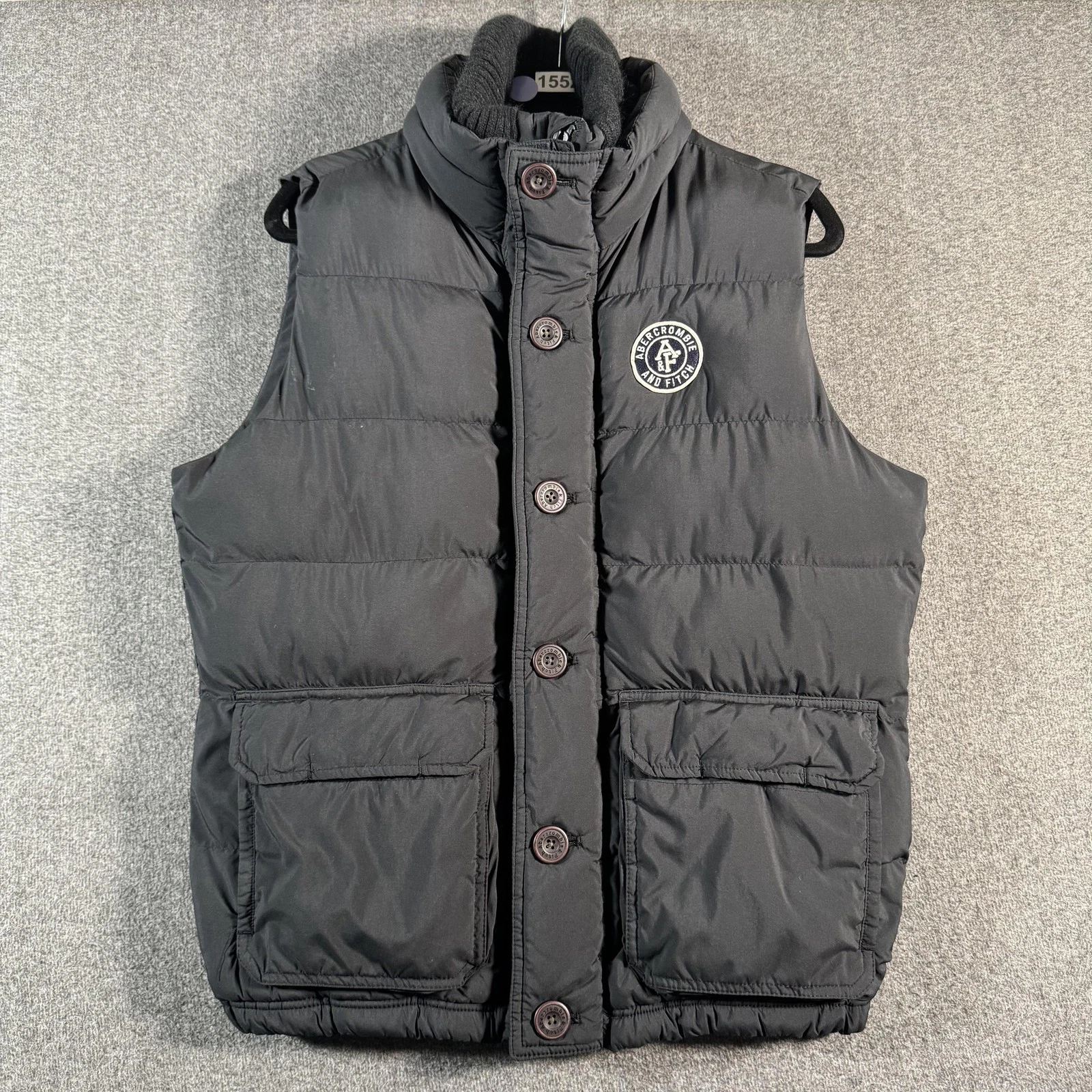 Abercrombie & Fitch Puffer Vest Mens Medium Black Lined Insulated Full Zip