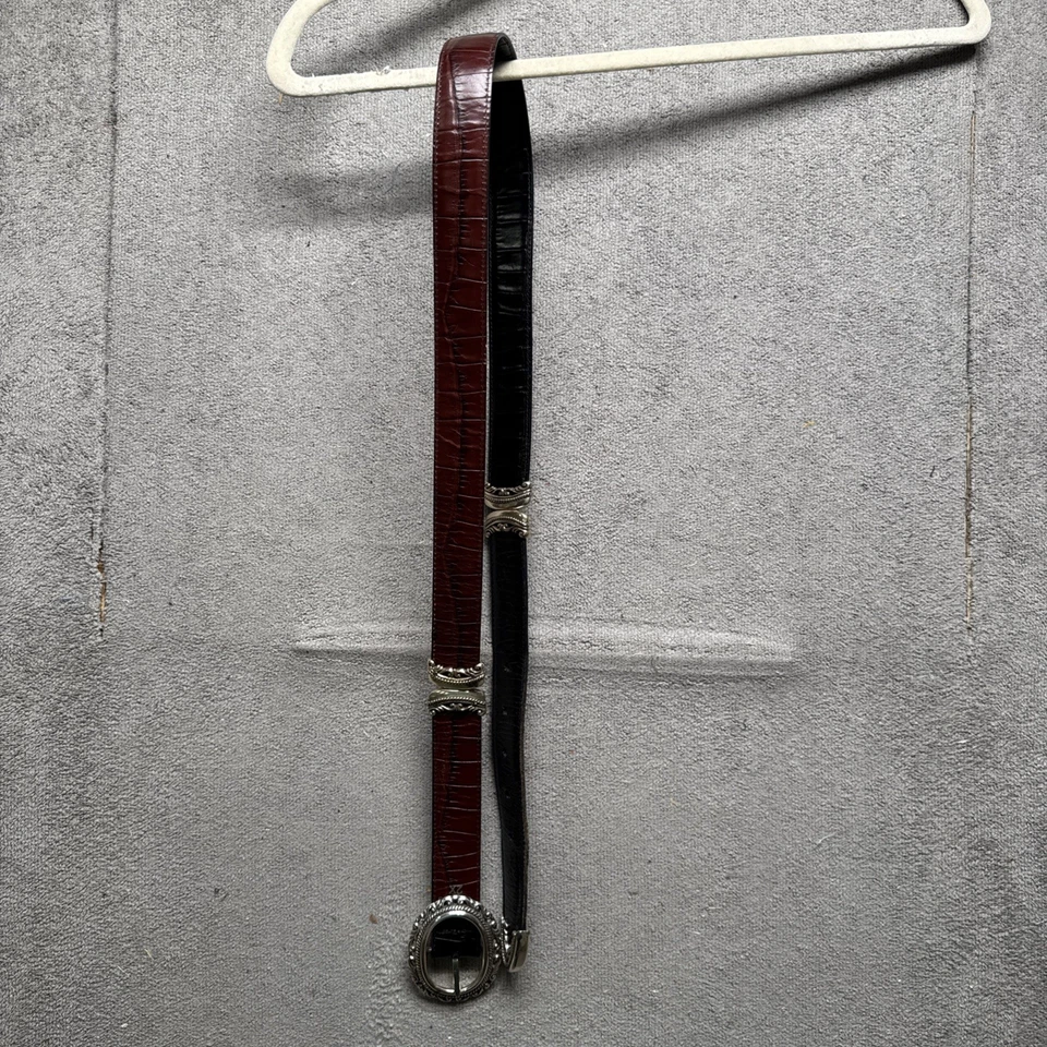 Cinturón Western Tooled Plateado Hebilla Marrón Negro Cuero Repujado Vaquero/Vaquera Foto 2 de 4