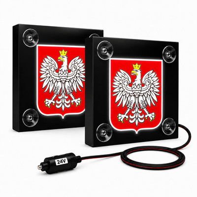 LED Corner Name Plate Truck Premium with Polish Coat of Arms 2x15x15cm