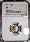 NGC MS-63 1917-P Mercury Dime, Beautiful, Pastel-Hued Toning.
