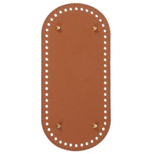 Oval PU Leather Bag Bottom Shaper with Holes & Nails 9.8x4.7 Inch Brown