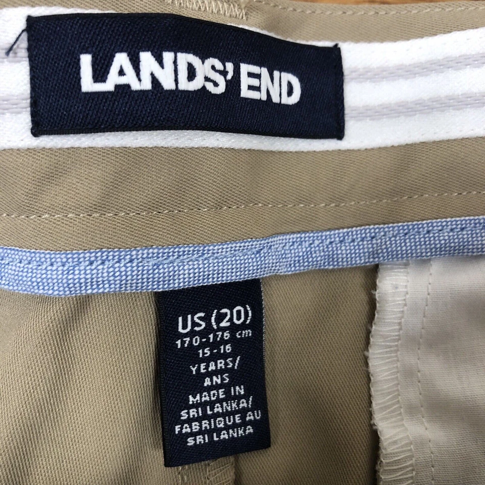 Lands End Niños 20 Uniforme Escolar Plano Frontal Cremallera Bolsillo Gris Ajustable Cintura Pantalones Cortos Foto 4 de 4