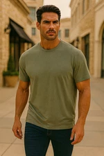 Men's A/X Armani Exchange Crew Neck khaki Green Short Sleeve T-Shirt Size XL