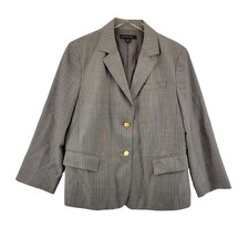 Lafayette 148 Wool Pinstripe Blazer Jacket Women's Size 14 Gray Light Pink