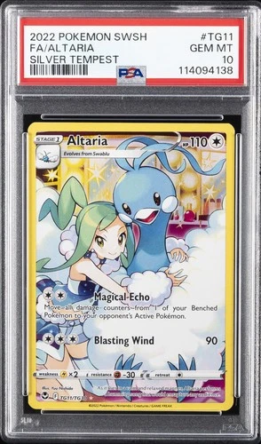 2022 POKEMON SWORD & SHIELD SILVER TEMPEST #TG11 FULL ART/ALTARIA PSA 10