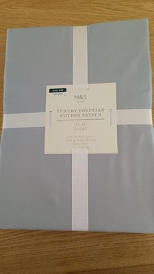 M&S Ägyptischer Baumwollsatin King Size Flaches Laken 400 Fadenzahl Entenei