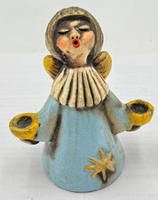 Antico angelo in ceramica probabilmente Thun? decorazione natalizia blu originale 11 cm